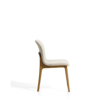 Elnor-Stuhl in beigefarbenem Chenille mit Beinen aus massiver Eiche in Naturfinish