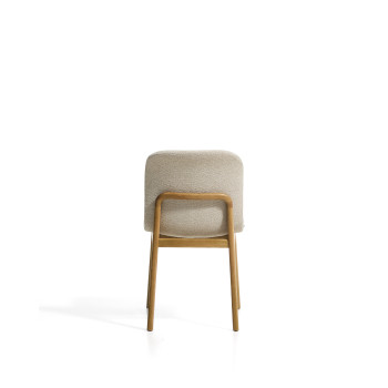 Elnor-Stuhl in beigefarbenem Chenille mit Beinen aus massiver Eiche in Naturfinish