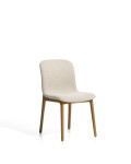 Elnor-Stuhl in beigefarbenem Chenille mit Beinen aus massiver Eiche in Naturfinish