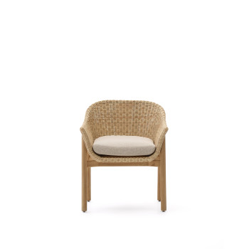 Galea-Stuhl aus massivem Teakholz und 100 % FSC-Kunstrattan