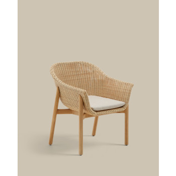 Galea-Stuhl aus massivem Teakholz und FSC-zertifiziertem 100% synthetischem Rattan