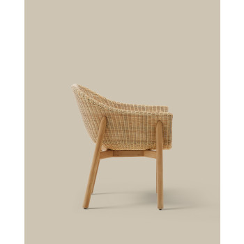 Galea-Stuhl aus massivem Teakholz und FSC-zertifiziertem 100% synthetischem Rattan