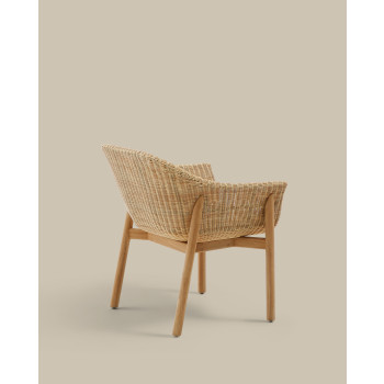 Galea-Stuhl aus massivem Teakholz und FSC-zertifiziertem 100% synthetischem Rattan