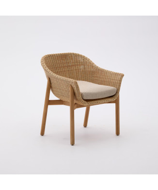 Galea-Stuhl aus massivem Teakholz und 100 % FSC-Kunstrattan