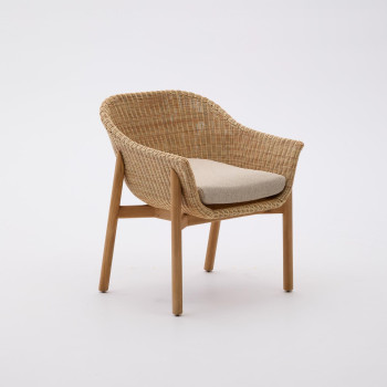 Galea-Stuhl aus massivem Teakholz und 100 % FSC-Kunstrattan