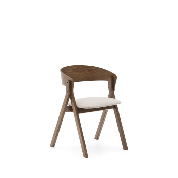 Godia Stuhl aus Eschenfurnier mit Wenge-Finish und beiger Chenille