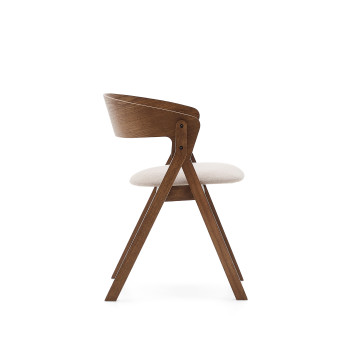 Godia Stuhl aus Eschenfurnier mit Wenge-Finish und beiger Chenille