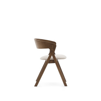 Godia Stuhl aus Eschenfurnier mit Wenge-Finish und beiger Chenille