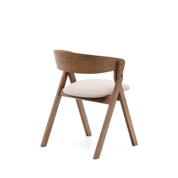 Godia Stuhl aus Eschenfurnier mit Wenge-Finish und beiger Chenille