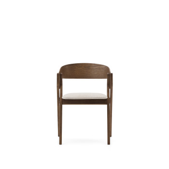 Godia-Stuhl aus Eschenfurnier mit Wenge-Finish und beigefarbenem Chenille