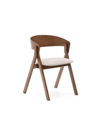 Godia Stuhl aus Eschenfurnier mit Wenge-Finish und beiger Chenille