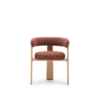 Granit-Dreibeinstuhl in Chenille-Terrakotta, massives Eschenholz, naturfarbene Oberfläche, FSC 100%