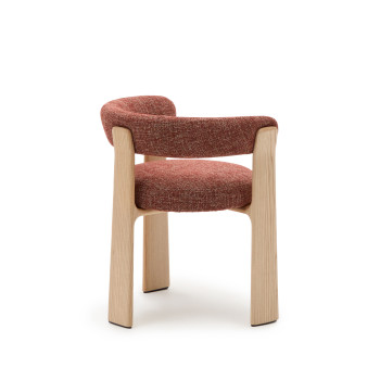 Granit-Dreibeinstuhl in Chenille-Terrakotta, massives Eschenholz, naturfarbene Oberfläche, FSC 100%