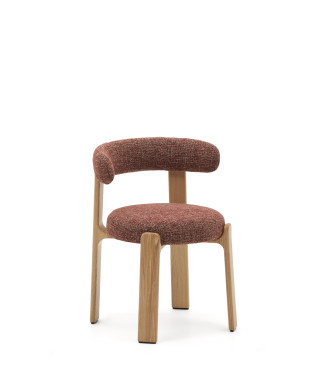 Granitstuhl aus Terrakotta-Chenille und massivem Eschenholz mit natürlichem Finish, FSC 100 %