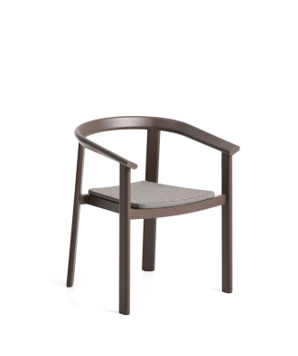 Erice stapelbarer Outdoor-Stuhl aus Aluminium und braunem Seil