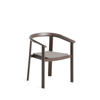 Erice stapelbarer Outdoor-Stuhl aus Aluminium und braunem Seil