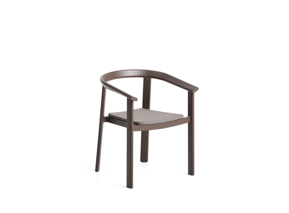 Erice stapelbarer Outdoor-Stuhl aus Aluminium und braunem Seil