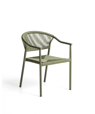 Stapelbarer Livadia-Gartenstuhl aus grünem Aluminium