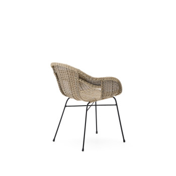 Stapelbarer Stuhl Eltiera aus synthetischem Rattan und schwarzem Stahlgestell