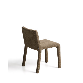 Stapelbarer Stuhl Loria aus schokoladenbraunem Chenille, FSC 100%