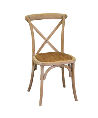 Stapelbarer Stuhl aus Naturholz mit geflochtenem Sitz, Vacchetti
