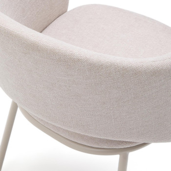 Maina Stuhl in Beige mit Stahlbeinen und beigem Finish FSC Mix Credit