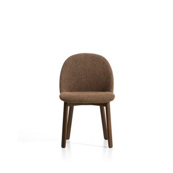 Meila-Stuhl aus terrakottafarbenem Chenille und Beinen aus massiver Eiche mit Walnuss-Finish