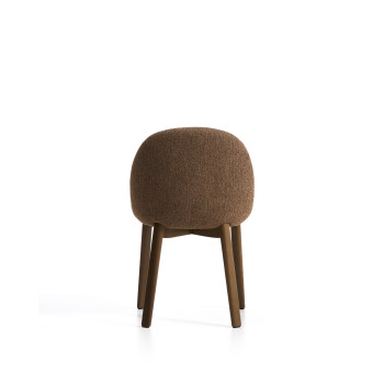 Meila-Stuhl aus terrakottafarbenem Chenille und Beinen aus massiver Eiche mit Walnuss-Finish
