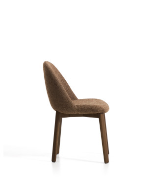Meila-Stuhl aus terrakottafarbenem Chenille und Beinen aus massiver Eiche mit Walnuss-Finish