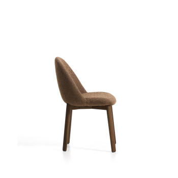 Meila-Stuhl aus terrakottafarbenem Chenille und Beinen aus massiver Eiche mit Walnuss-Finish