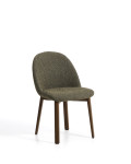 Meila-Stuhl aus grünem Chenille und Beinen aus massiver Eiche mit Walnuss-Finish
