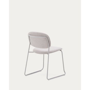 Meli Stuhl aus beigem Chenille und beigem Metallrahmen FSC Mix Credit