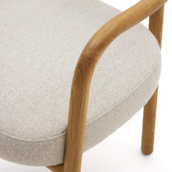 Melqui Stuhl in Beige aus massivem Eichenholz mit natürlichem Finish