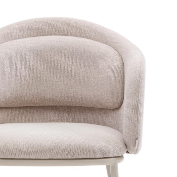 Beigefarbener Minda-Stuhl mit Stahlbeinen und beigefarbenem Finish FSC Mix Credit