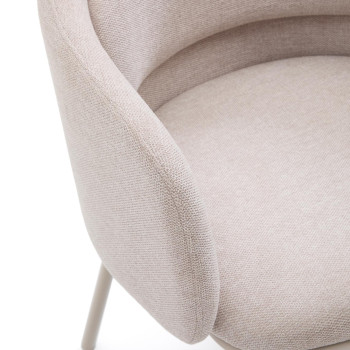 Beigefarbener Minda-Stuhl mit Stahlbeinen und beigefarbenem Finish FSC Mix Credit