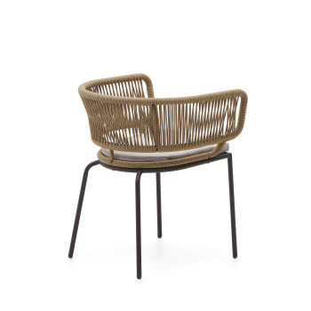 Nadin-Stuhl aus beigem Seil und verzinkten Stahlbeinen