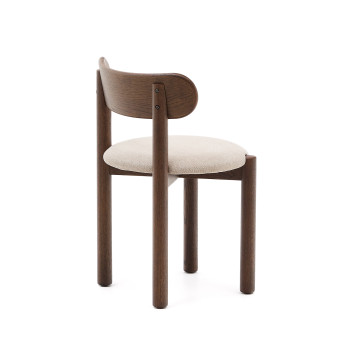 Nebai Stuhl aus braunem Chenille mit massivem Eichenrahmen und Walnuss-Finish FSC MIX Credit