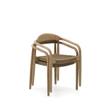 Nina-Stuhl aus massivem Akazienholz und beigefarbenem Seil, FSC 100%