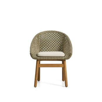 Olbia-Stuhl aus synthetischem Rattan und 100 % FSC-zertifiziertem Teakholz