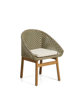 Olbia-Stuhl aus synthetischem Rattan und 100 % FSC-zertifiziertem Teakholz