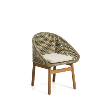 Olbia-Stuhl aus synthetischem Rattan und 100 % FSC-zertifiziertem Teakholz