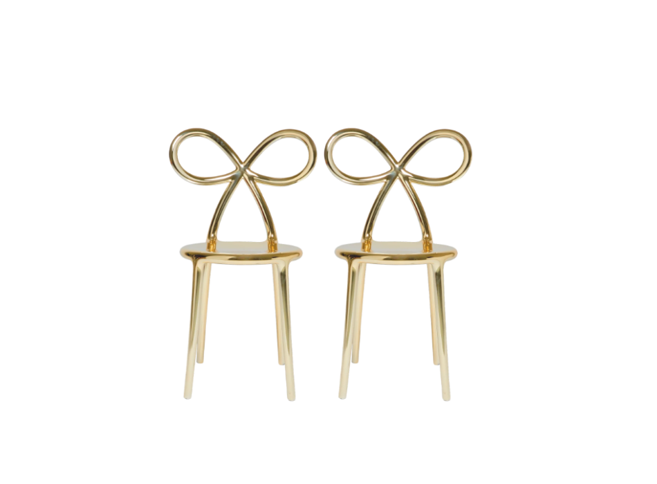 QEEBOO Ribbon Chair mit Metall-Finish, 2er-Set