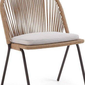 Shann-Stuhl aus beigem Seil mit beigen Beinen aus Zida-Stahl