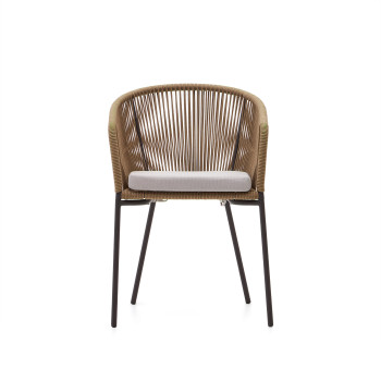 Yanet-Stuhl aus beigefarbenem Seil und Beinen aus verzinktem Stahl