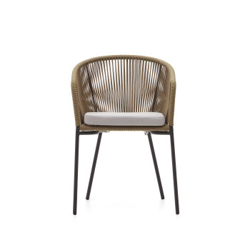 Yanet-Stuhl aus beigefarbenem Seil und Beinen aus verzinktem Stahl