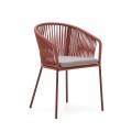 Yanet-Stuhl aus terrakottafarbenem Seil und Beinen aus verzinktem Stahl