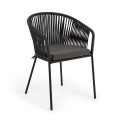Yanet-Stuhl aus schwarzem Seil und Beinen aus verzinktem Stahl