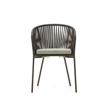 Yanet-Stuhl aus grünem Seil mit Beinen aus verzinktem Stahl