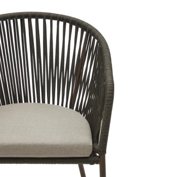 Yanet-Stuhl aus grünem Seil mit Beinen aus verzinktem Stahl