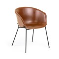 Yvette-Stuhl aus hellbraunem, schwarzem, braunem PU-Kunstleder